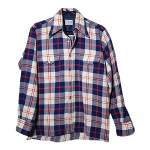 CLAY POOLE 70's The Hecht Co Red White Blue Wooly Acrylic Shacket shirt jacket M